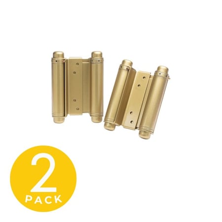 Trans Atlantic Co. 4 in. Bright Brass Double Acting Barrel Spring Squared Hinge with Non-Removable Pin - Set of 2 DH-TAN5004-US3